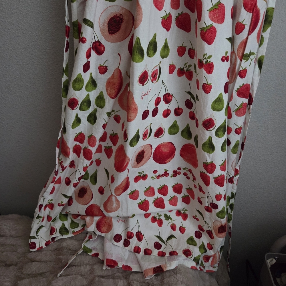 Lisa Says Gah Topanga Puff Sleeve Midi Dress in Fruit Print size S NWT - Picture 6 of 10